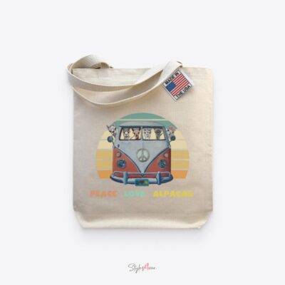 “Peace Love Alpacas” Tote Bag Bags & Wallets