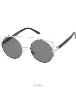 Oversize Round Flat Crossbar Glasses Sunglasses