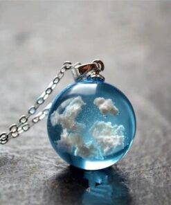 Blue Sky Cloud Resin Necklace Jewelry