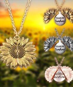 You Are My Sunshine Sunflower Pendant Necklace Jewelry