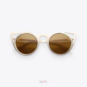 Gold Brown Women’s Metal Cat-Eye Sunglasses Sunglasses
