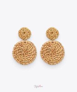 Round Rattan Earrings Jewelry