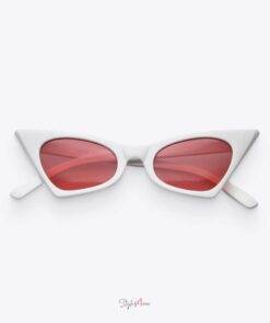 Women’s White & Hot Pink Retro Cat-Eye Sunglasses Sunglasses