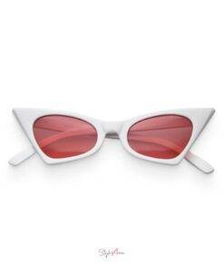 Women’s White & Hot Pink Retro Cat-Eye Sunglasses Sunglasses