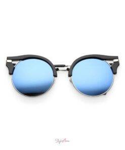 Women’s Black & Blue Half-Frame Cat-Eye Sunglasses Sunglasses