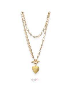 Gold Heart Pendant Necklace Jewelry