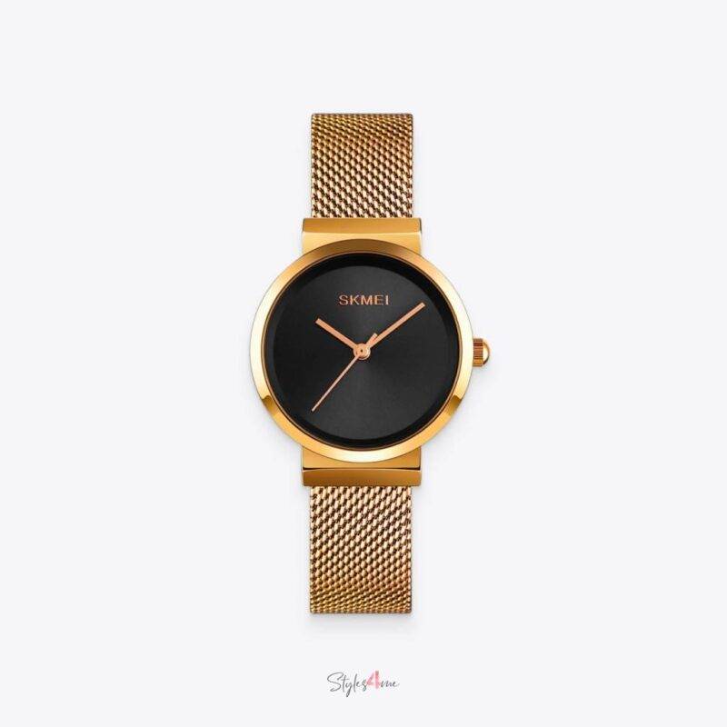 Gold & Black Steel Wrist Watch Watches