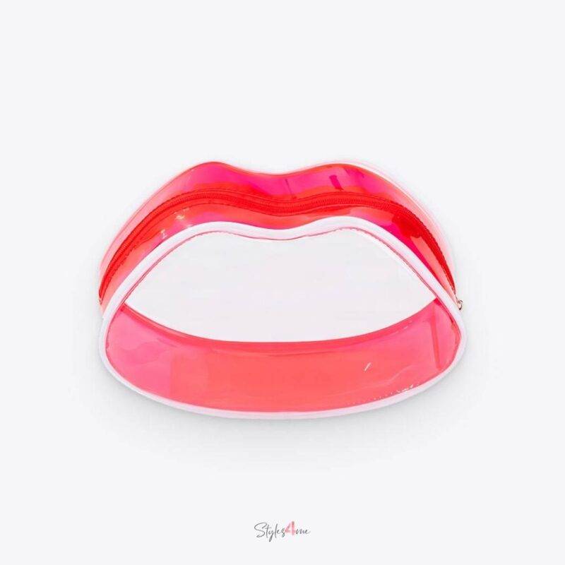 Transparent Lip-Shaped Cosmetic Bag Makeup